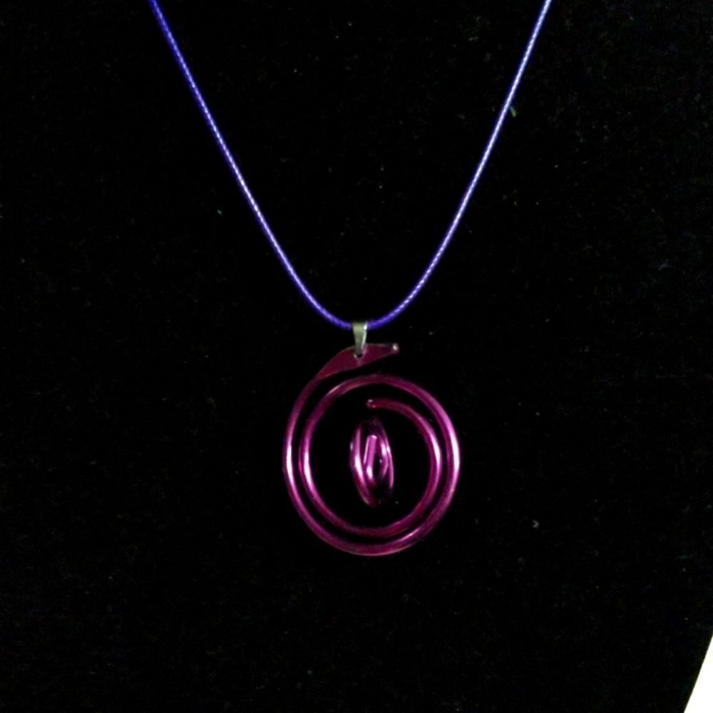 Handmade purple portal cotton wax wired necklace